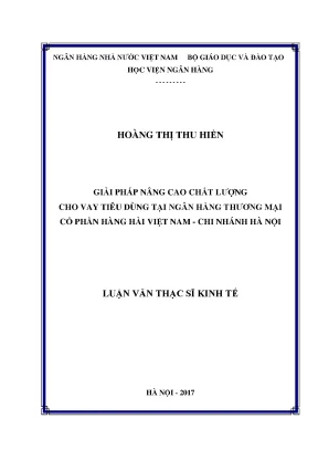 Giải Pháp Nâng Cao Chất Lượng Cho Vay Tiêu Dùng Tại Ngân