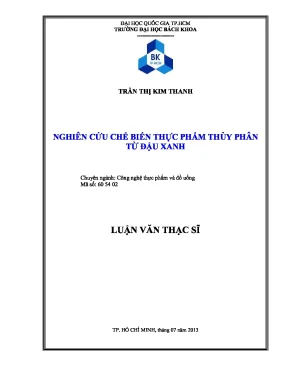 Nghiên Cứu Chế Biến Thực Phẩm Thủy Phân Từ Đậu Xanh Tại