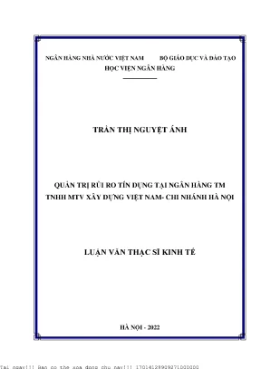 Quản Trị Rủi Ro Tín Dụng Tại Ngân Hàng TM TNHH MTV Xây