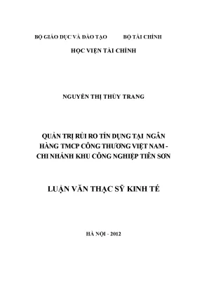 Quản Trị Rủi Ro Tín Dụng Tại Ngân Hàng TMCP Công Thương