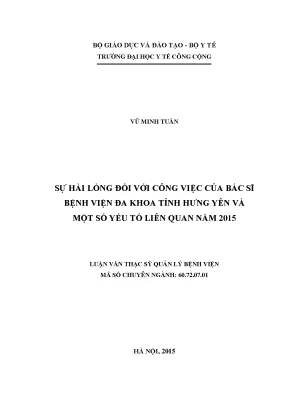 Nghiên Cứu Sự Hài Lòng Đối Với Công Việc Của Bác Sĩ Tại