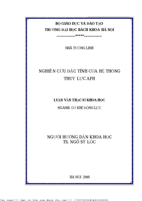 Nghiên Cứu Đặc Tính Hệ Thống Thủy Lực AFH Tại Trường Đại 