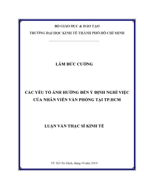Các Yếu Tố Ảnh Hưởng Đến Ý Định Nghỉ Việc Của Nhân Viên