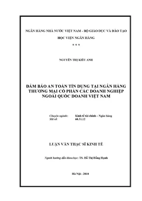 Đảm Bảo An Toàn Tín Dụng Tại Ngân Hàng Thương Mại Cổ