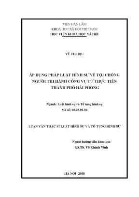 Nghiên Cứu Áp Dụng Pháp Luật Hình Sự Về Tội Chống Người