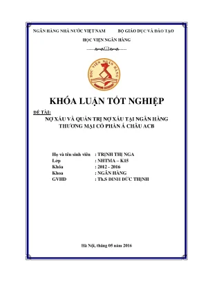 Quản Trị Nợ Xấu Tại Ngân Hàng Thương Mại Cổ Phần Á Châu ACB
