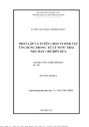 Nghiên cứu xử lý nước thải từ chế biến dứa bằng vi sinh vật