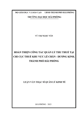 Hoàn thiện quản lý thu thuế tại Chi cục thuế khu vực Lê