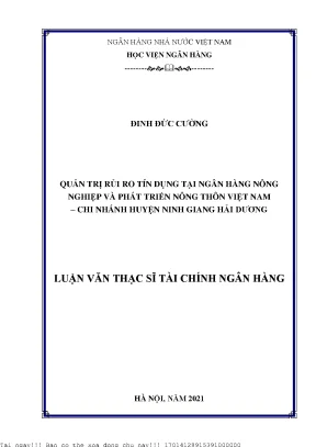 Quản Trị Rủi Ro Tín Dụng Tại Ngân Hàng Nông Nghiệp Việt