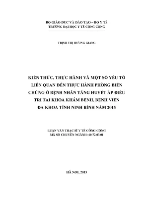 Nghiên Cứu Kiến Thức và Thực Hành Phòng Biến Chứng Tăng