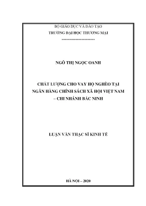 Chất lượng cho vay hộ nghèo tại Ngân hàng Chính sách xã