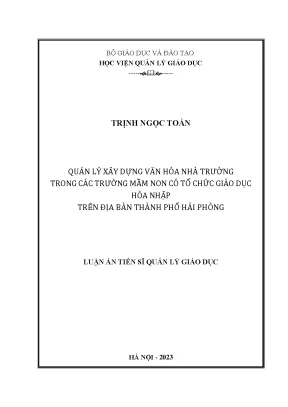 Quản Lý Xây Dựng Văn Hóa Nhà Trường Mầm Non Hòa Nhập Tại