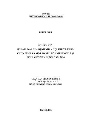 Nghiên Cứu Sự Hài Lòng Của Bệnh Nhân Tại Bệnh Viện Xây