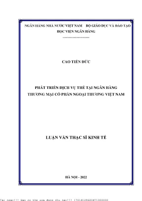 Phát Triển Dịch Vụ Thẻ Tại Ngân Hàng Thương Mại Cổ Phần