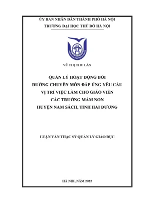 Quản Lý Bồi Dưỡng Chuyên Môn Cho Giáo Viên Mầm Non Tại 