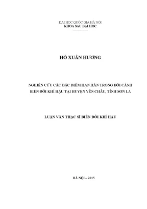 Nghiên Cứu Đặc Điểm Hạn Hán Tại Huyện Yên Châu Trong Bối 