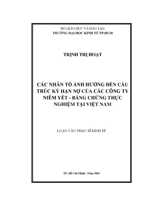 Các Nhân Tố Ảnh Hưởng Đến Cấu Trúc Kỳ Hạn Nợ Của Công Ty