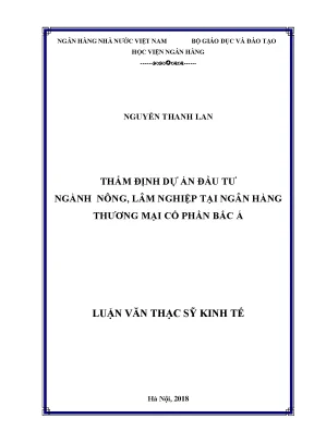 Thẩm Định Dự Án Đầu Tư Ngành Nông, Lâm Nghiệp Tại Ngân