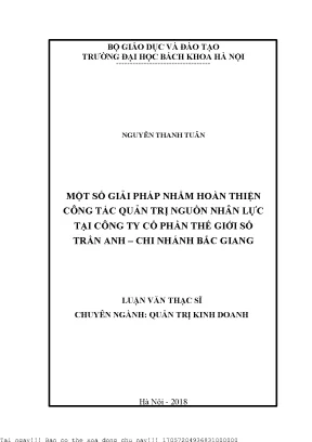 Giải Pháp Hoàn Thiện Quản Trị Nguồn Nhân Lực Tại Công Ty