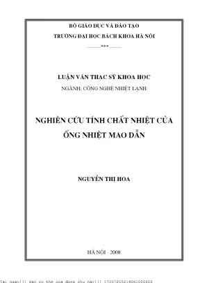 Nghiên cứu tính chất nhiệt của ống nhiệt mao dẫn