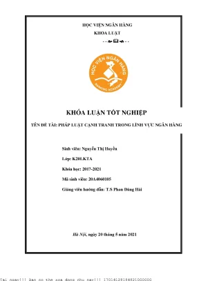 Pháp Luật Cạnh Tranh Trong Ngành Ngân Hàng: Nghiên Cứu