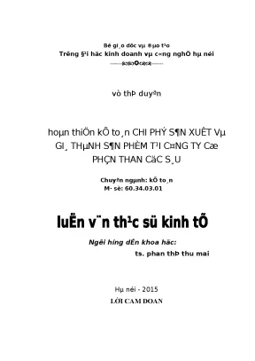 Kế Toán Chi Phí Sản Xuất và Tính Giá Thành Sản Phẩm Tại