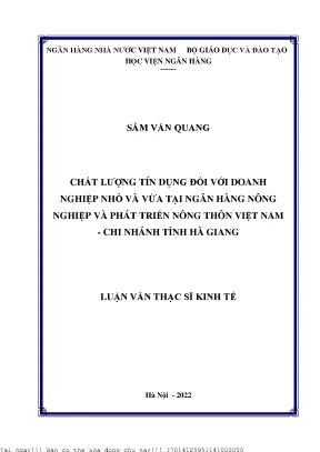 Chất lượng tín dụng đối với doanh nghiệp nhỏ và vừa tại