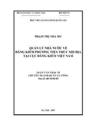 Quản Lý Nhà Nước Về Đăng Kiểm Phương Tiện Thủy Nội Địa