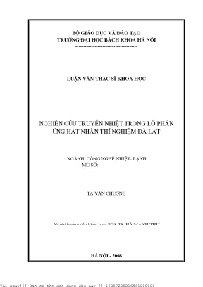 Nghiên Cứu Truyền Nhiệt Trong Lò Phản Ứng Hạt Nhân Tại 