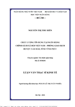 Nâng Cao Chất Lượng Tín Dụng Tại Ngân Hàng Chính Sách Xã