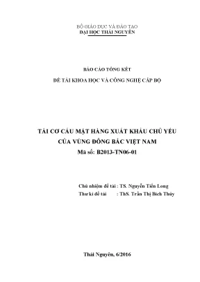 Tái Cơ Cấu Mặt Hàng Xuất Khẩu Vùng Đông Bắc Việt Nam: