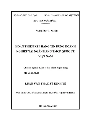 Xếp Hạng Tín Dụng Doanh Nghiệp Tại Ngân Hàng TMCP Quốc