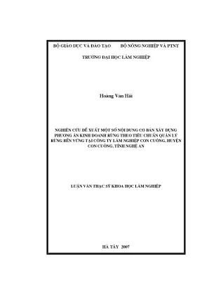 Nghiên cứu phương án kinh doanh bền vững cho công ty lâm
