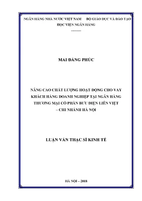 Nâng Cao Chất Lượng Hoạt Động Cho Vay Doanh Nghiệp Tại