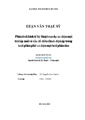 Phân Tích Kinh Tế Kỹ Thuật Dự Án Điện Mặt Trời Áp Mái 