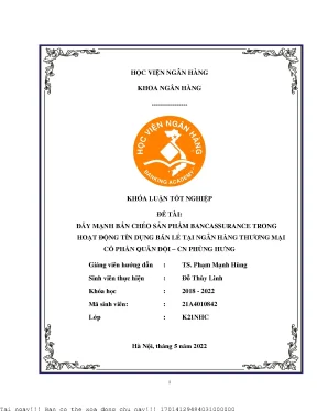 Chiến Lược Bán Chéo Sản Phẩm Bancassurance Tại Ngân Hàng