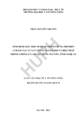 Tình Hình Bệnh Nhiễm Trùng Sau Lũ Lụt Tháng 10 Năm 2010