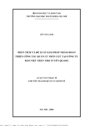 Giải pháp hoàn thiện quản lý nhân lực tại Công ty Bảo