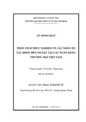 Phân Tích Các Nhân Tố Tác Động Đến Nợ Xấu Tại Ngân Hàng