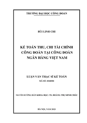 Nghiên Cứu Kế Toán Tài Chính Công Đoàn Tại Ngân Hàng