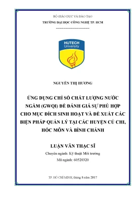 Đánh Giá Chất Lượng Nước Ngầm Tại Huyện Củ Chi, Hóc Môn,