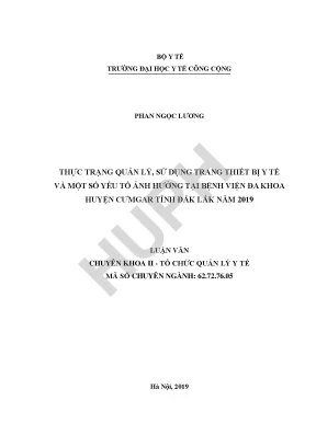 Thực trạng quản lý và sử dụng trang thiết bị y tế tại