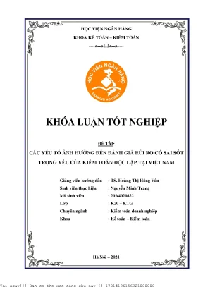 Đánh Giá Rủi Ro Sai Sót Trọng Yếu Trong Kiểm Toán Độc