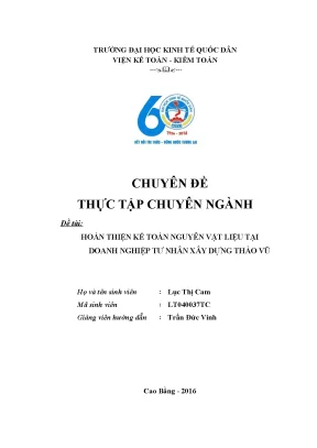 Hoàn thiện kế toán nguyên vật liệu tại doanh nghiệp xây