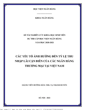 Các Yếu Tố Ảnh Hưởng Đến Tỷ Lệ Thu Nhập Lãi Cận Biên Của