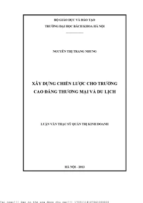 Xây dựng hiến lược cho trường cao đẳng thương mại và du lịch