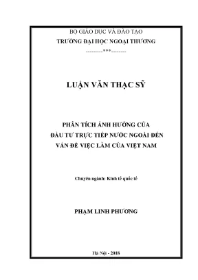 Tác Động Của Đầu Tư Trực Tiếp Nước Ngoài Đến Việc Làm