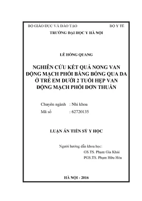 Nghiên Cứu Kết Quả Nong Van Động Mạch Phổi Ở Trẻ Em Dưới