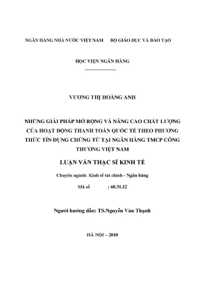 Giải Pháp Nâng Cao Chất Lượng Hoạt Động Thanh Toán Quốc