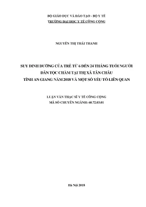 Nghiên Cứu Suy Dinh Dưỡng Trẻ Em Dân Tộc Chăm Tại An Giang